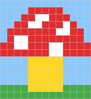 Coloriage magique de multiplication CE1 terminé : le champignon