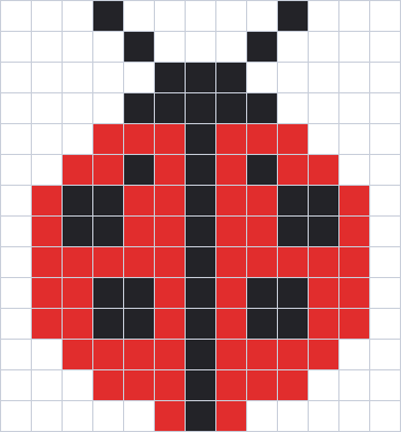 Coloriage magique de multiplication CE1 terminé : la coccinelle