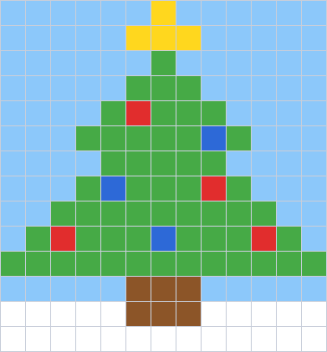 Coloriage magique de multiplication CM1 et CM2 terminé : le sapin